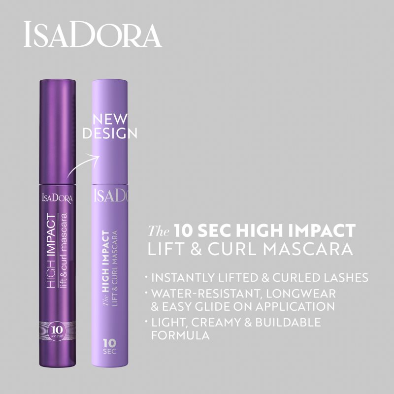 IsaDora 10 Sec High Impact Lift & Curl Mascara Pour Des Cils Courbés Et Séparés Teinte 01 Black 9 Ml