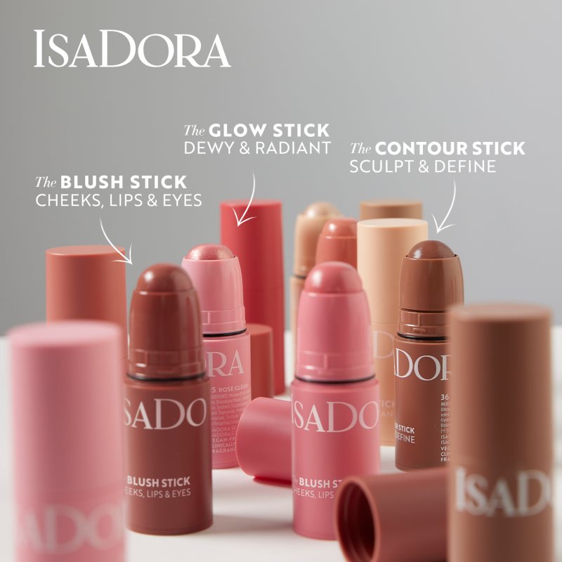 IsaDora Blush Stick maquillaje multifuncional para ojos, labios y rostro tono 42 Rose Perfection 5,5 g
