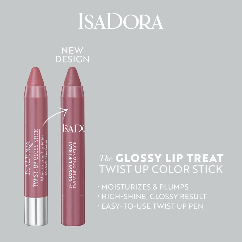IsaDora Glossy Lip Treat Twist Up Color Rouge à Lèvres Hydratant Teinte 15 Sugar Rush 3.3 G
