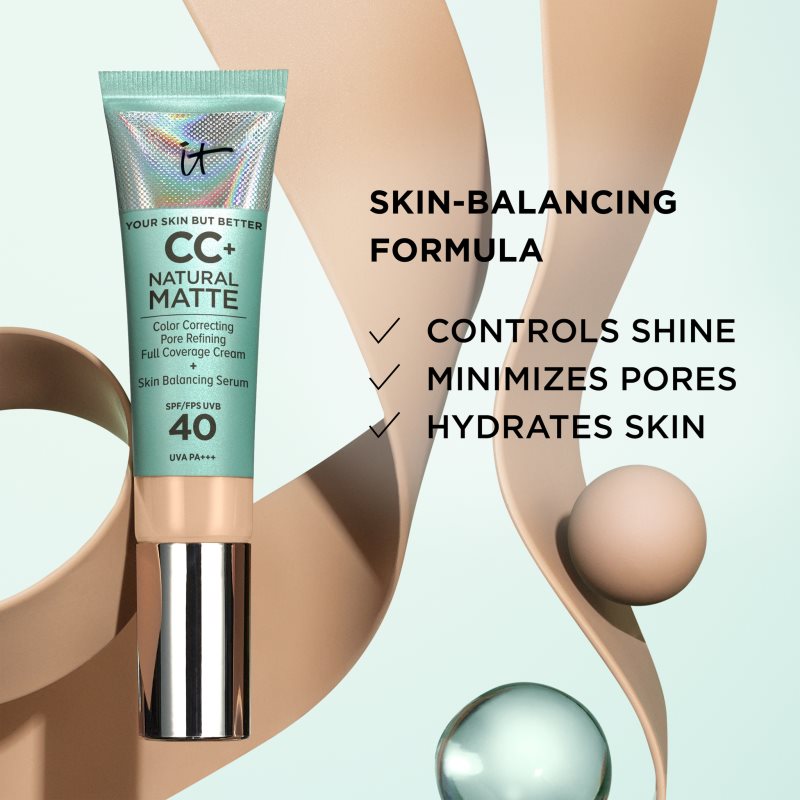 IT Cosmetics Your Skin But Better CC+ Natural Matte CC krém pro matný vzhled SPF 40 Rich Honey 32 ml (obrázek 4)