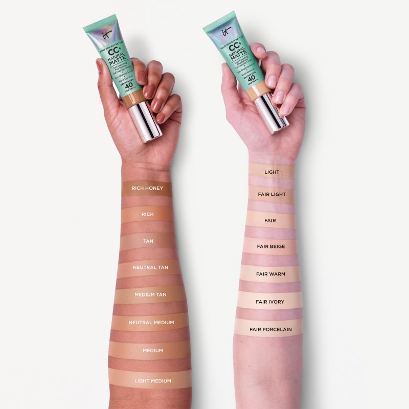 IT Cosmetics Your Skin But Better CC+ Natural Matte CC krém pro matný vzhled SPF 40 Rich Honey 32 ml (obrázek 6)