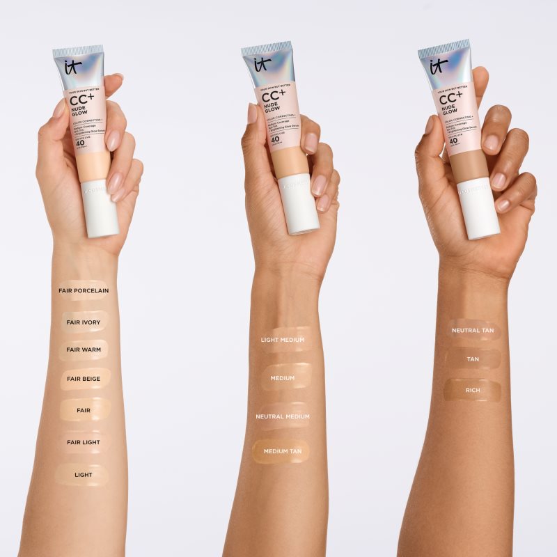 IT Cosmetics Your Skin But Better CC + Nude Glow CC krém pro rozjasnění pleti SPF 40 Fair Warm 32 ml (obrázek 6)