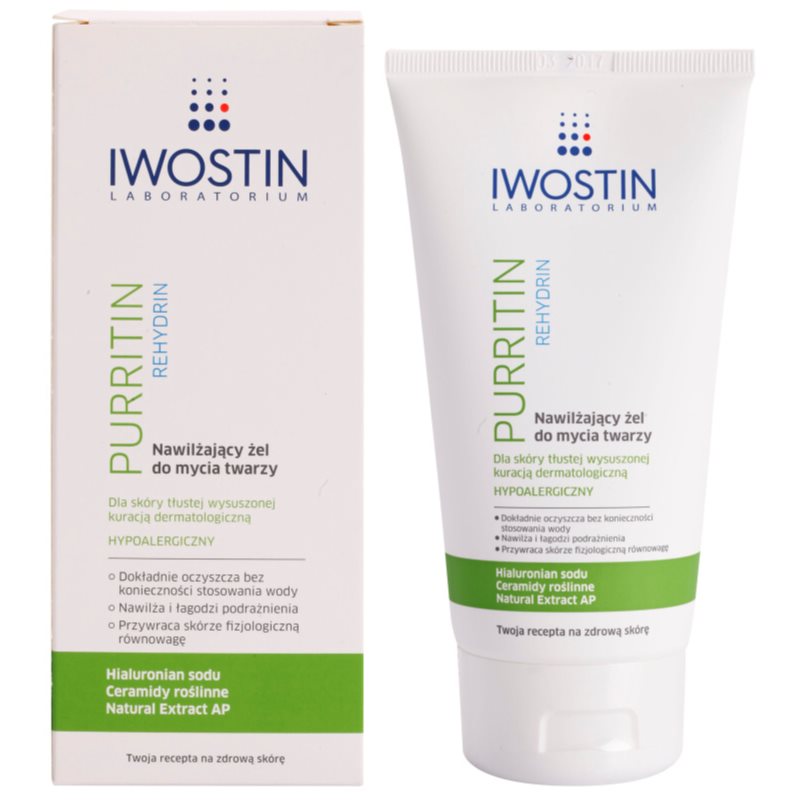 Iwostin Purritin Rehydrin зволожуючий гель для душа для шкіри висушеної та подразненої лікуванням акне 150 мл