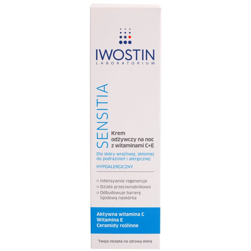 Iwostin Sensitia поживний нічний крем з вітамінами C і E для чутливої шкіри та шкіри, схільної до алергії 50 мл