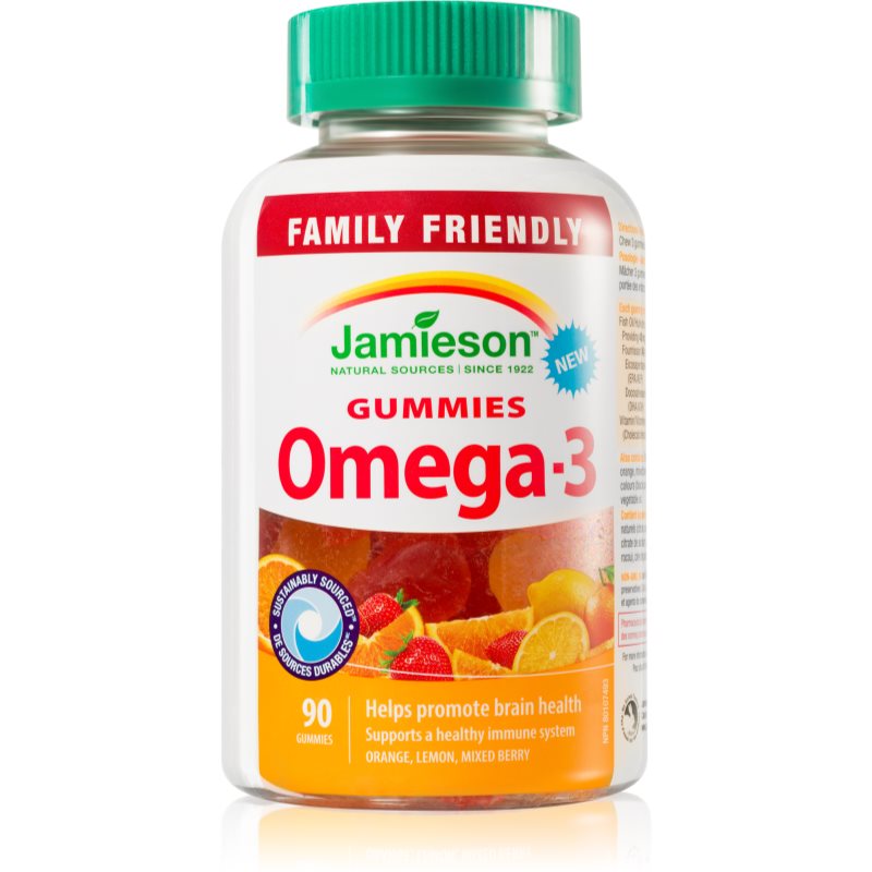 Jamieson Omega-3 Gummies žuvacie mäkké tobolky pre normálnu činnosť srdca a mozgu 90 ks