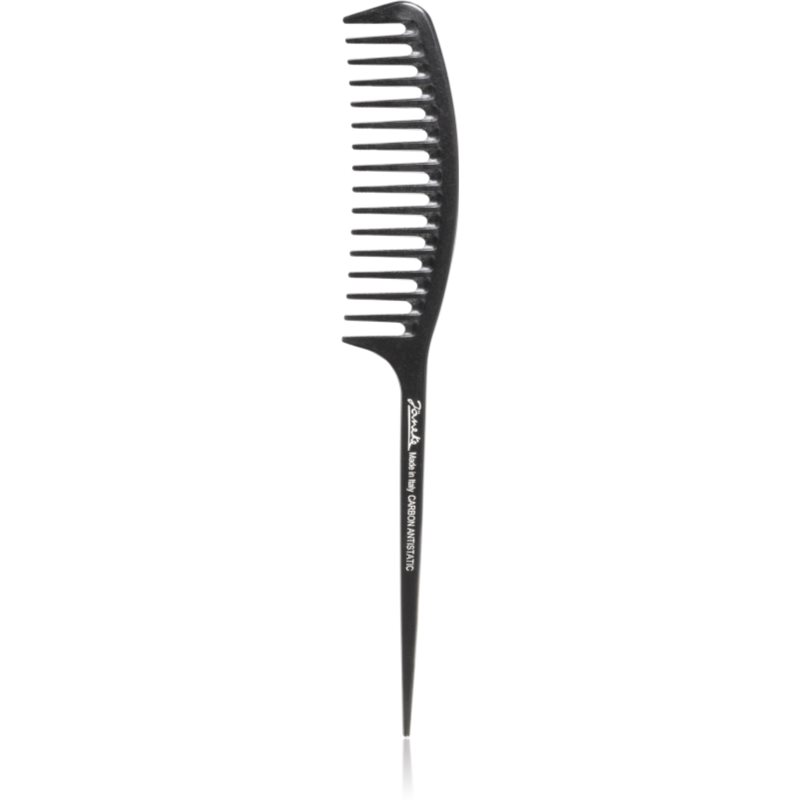 Janeke Carbon Fibre Fashion Comb with a long tail and wavy frame hřeben na vlasy 21,5 x 3 cm