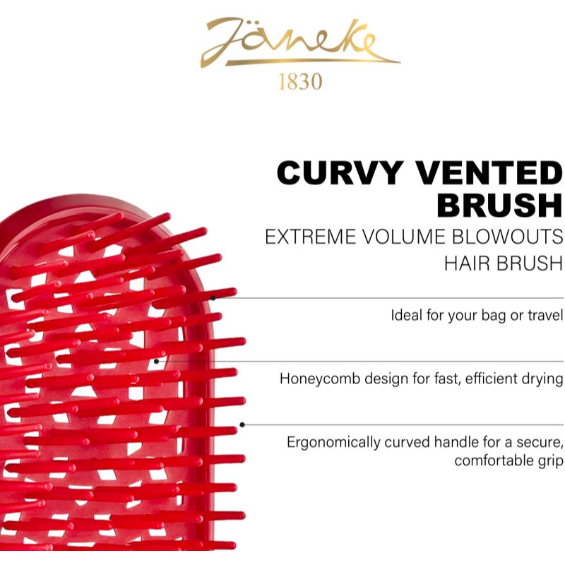 Janeke Curvy Vented Brush Flache Bürste für ein schnelleres Föhn-Styling 15x5 cm (Bild 3)