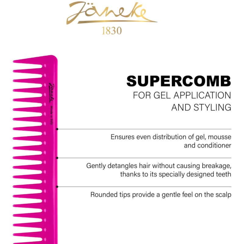 Janeke Supercomb For Gel Application and Styling hřeben k nanášení gelových produktů 1 ks (obrázek 3)