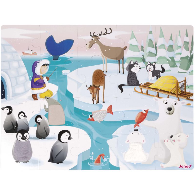 Janod Tactile Puzzle puzzle Life On The Ice 2 y+ 20 pc
