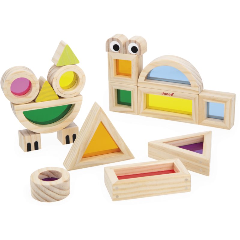 Janod Sensory Game Translucent Blocks activity toy 12m  12 pc
