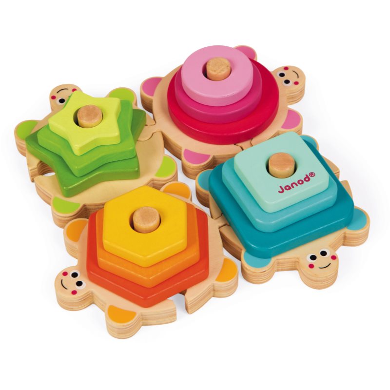 Janod Wooden Stackable Turtles Activity Puzzle Toy Wooden 12 M+ 4 Pc