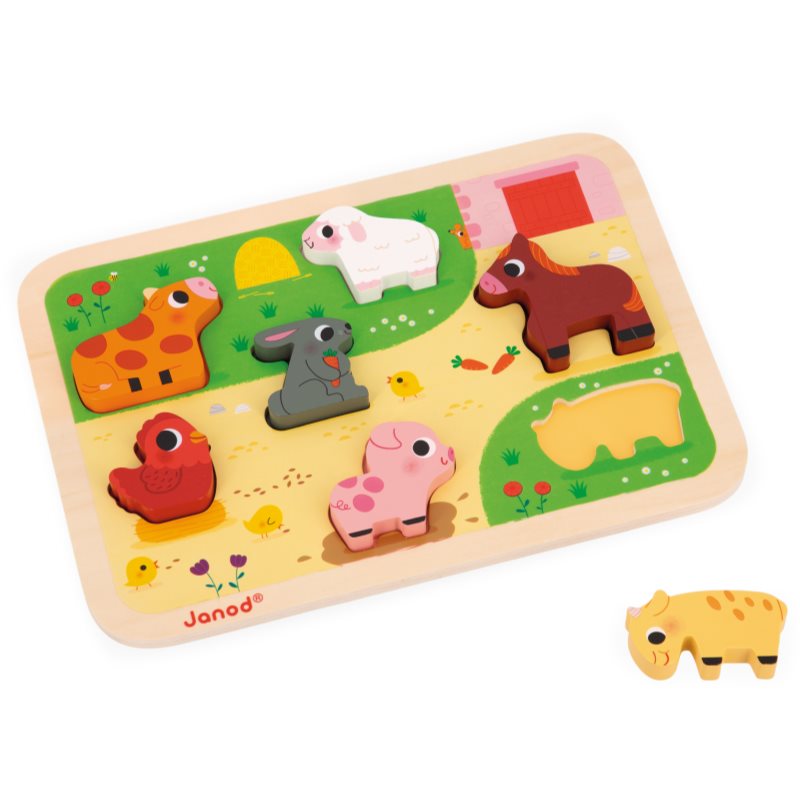 Janod Chunky Farm Puzzle Activity Steckspielzeug 18m+ 7 St. (Bild 3)