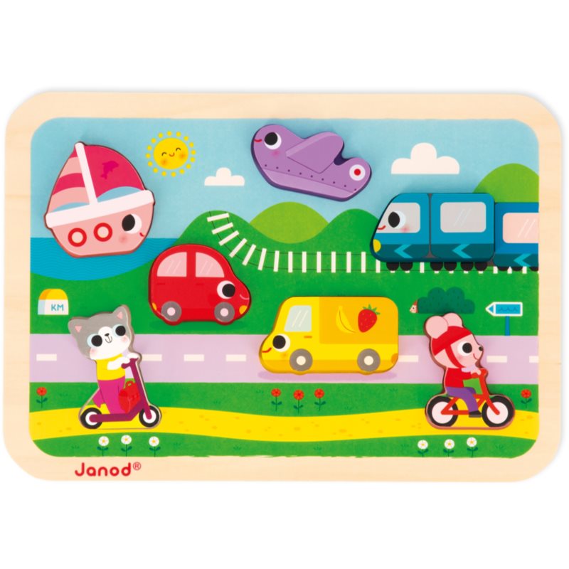 Janod Chunky Puzzle Vehicles activity puzzle toy 18m  7 pc