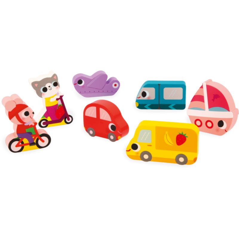 Janod Chunky Puzzle Vehicles Activity Steckspielzeug 18m+ 7 St. (Bild 3)