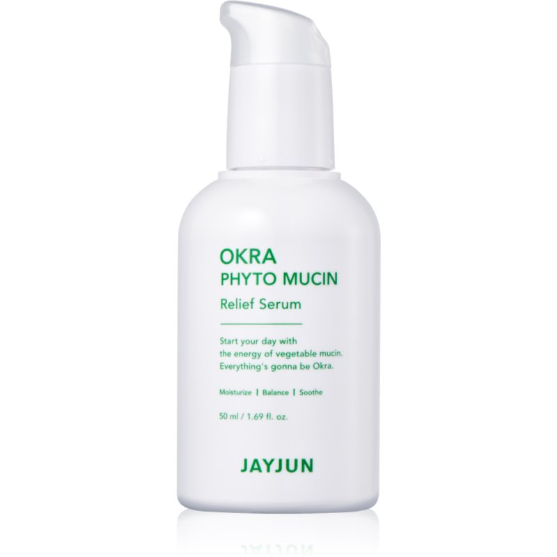 Jayjun Okra Phyto Mucin ніжна сироватка для шкіри для заспокоєння та зміцнення чутливої шкіри 50 мл