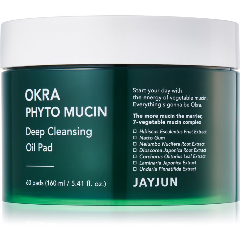 Jayjun Okra Phyto Mucin ватні косметичні диски для зняття макіяжу з есенціальними маслами 60 кс