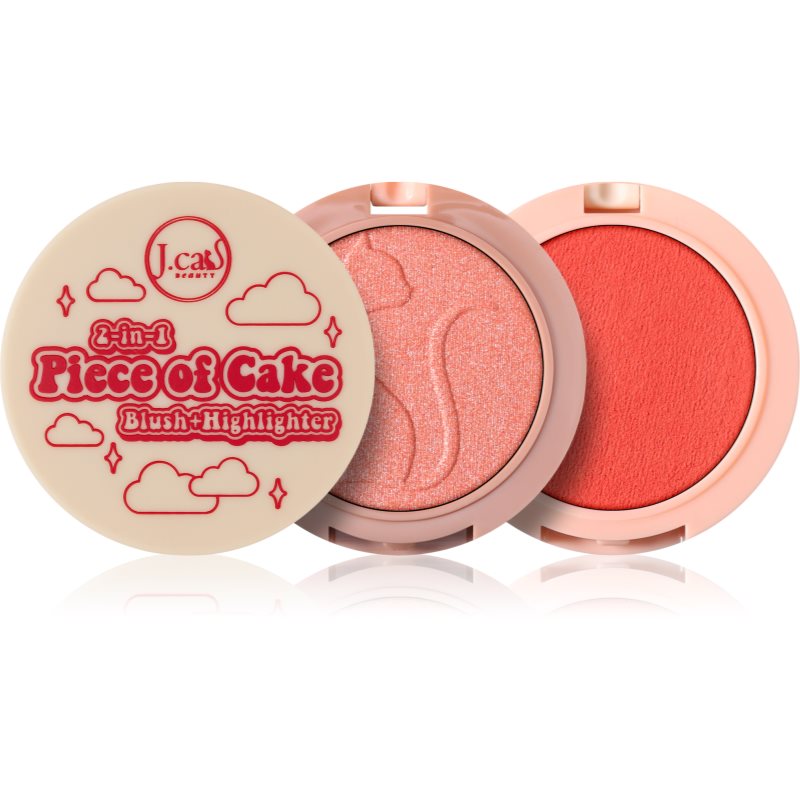 J.Cat Beauty 2 In 1 Piece Of Cake tvářenka s rozjasňovačem odstín 106 See You Tomato 12.1 g