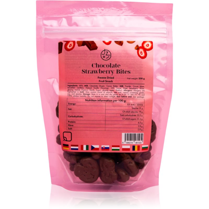 Jeme zdravo Lyofilizované jahody v mliečnej čokoláde 200 g mrazom sušená zelenina v čokoláde 200 g