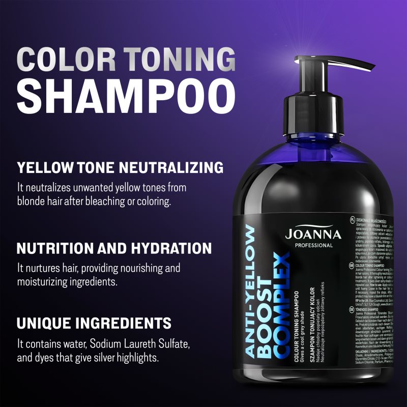 Joanna Professional Color Boost Complex Revitalising Shampoo For Blonde And Grey Hair 500 G