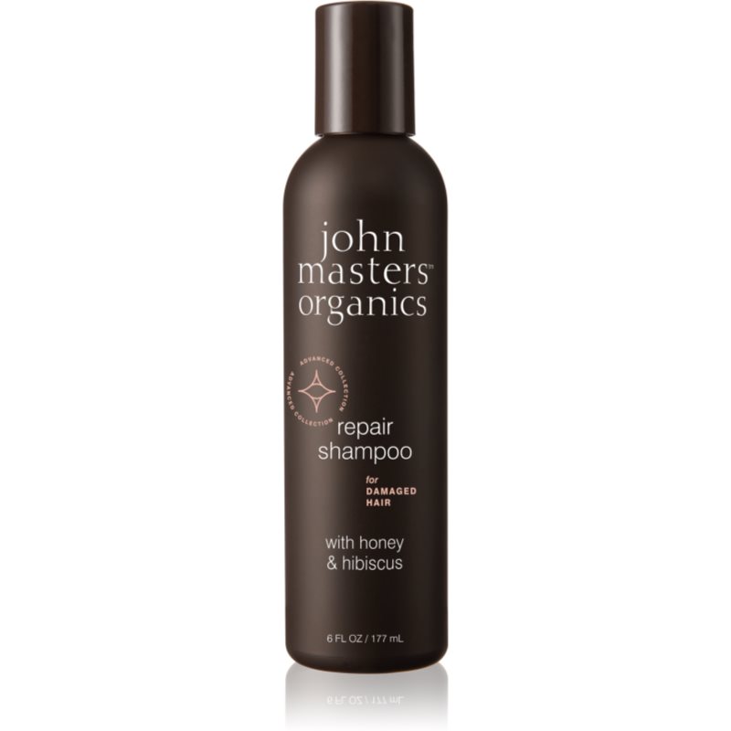John Masters Organics Honey & Hibiscus atkuriamasis šampūnas pažeistiems plaukams 177 ml
