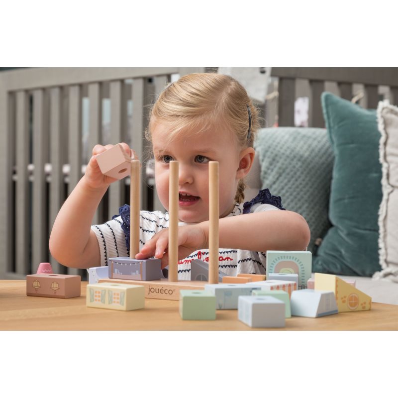 Jouéco The Wildies Family Stacking Houses Activity Spielzeug aus Holz 12 m+ 20 St.
