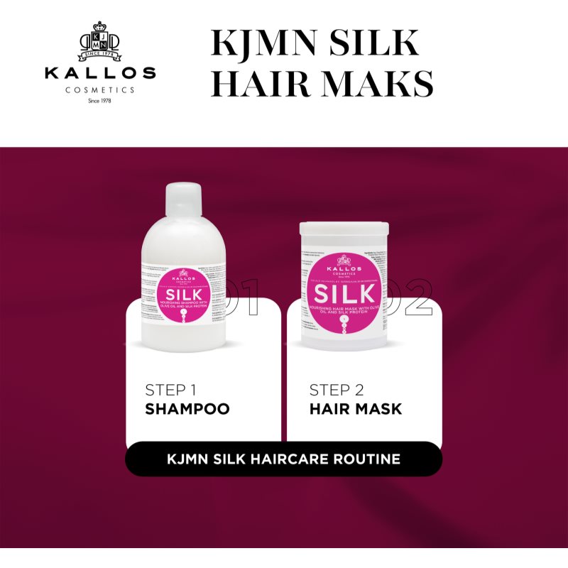 Kallos KJMN Professional Silk maska pre suché a citlivé vlasy 1000 ml (obrázok 4)