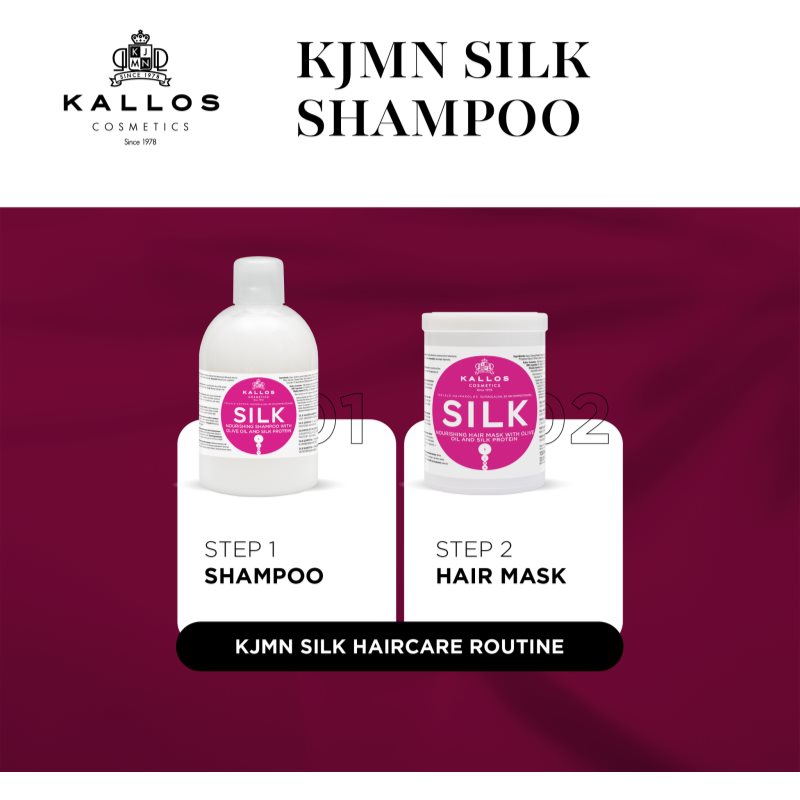 Kallos KJMN Professional Silk hodvábne jemný šampón pre suché a citlivé vlasy 1000 ml (obrázok 4)