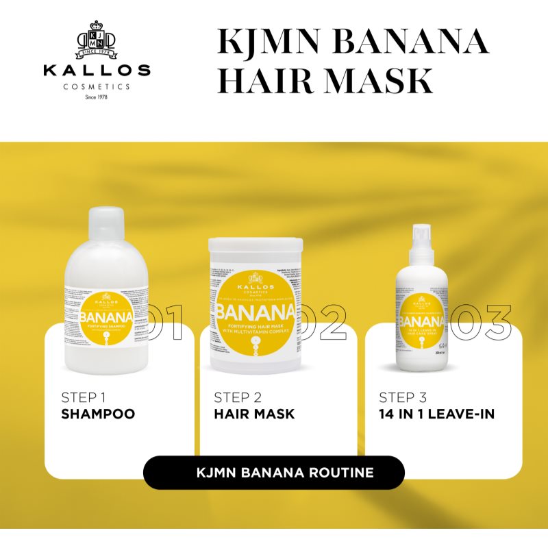 Kallos KJMN Professional Banana posilujúca maska s multivitamínovým komplexom 1000 ml (obrázok 4)
