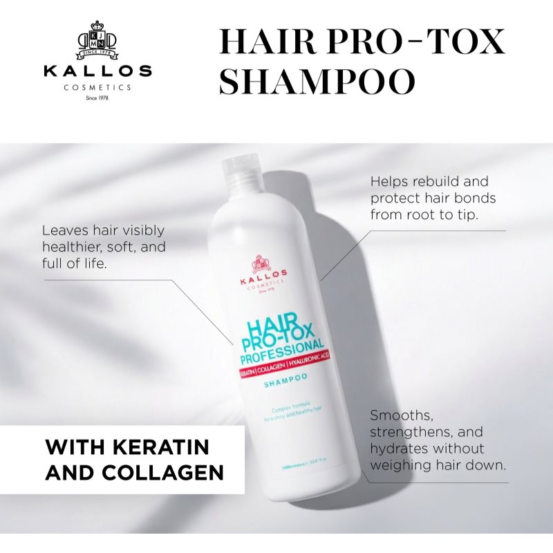 Kallos Hair Pro-Tox šampón s keratínom pre suché a poškodené vlasy 500 ml (obrázok 3)