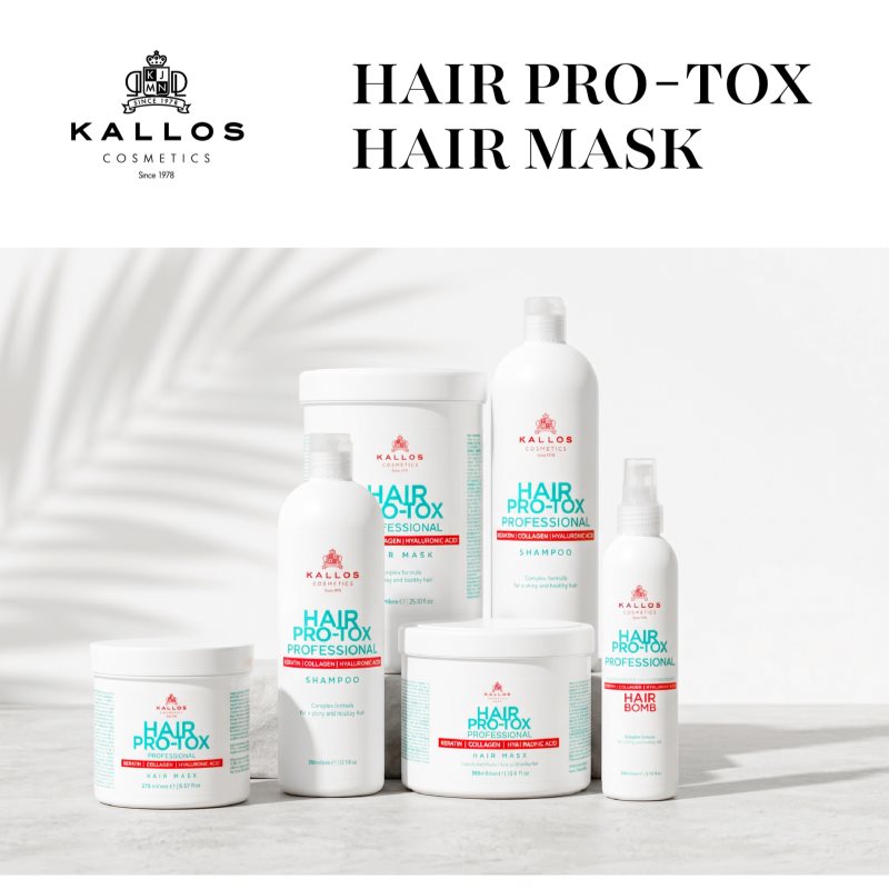Kallos Hair Pro-Tox maska pre slabé a poškodené vlasy s kokosovým olejom, kyselinou hyalurónovou a kolagénom 500 ml (obrázok 6)