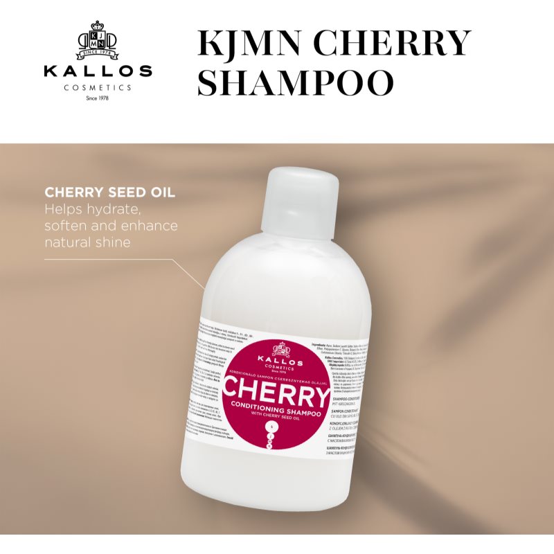 Kallos KJMN Professional Cherry hydratačný šampón pre suché a poškodené vlasy 1000 ml (obrázok 3)