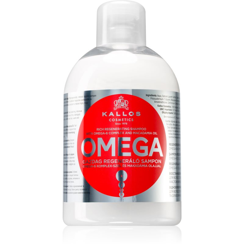 E-shop Kallos Omega regenerační šampon s omega 6 komplexem a makadamia olejem 1000 ml