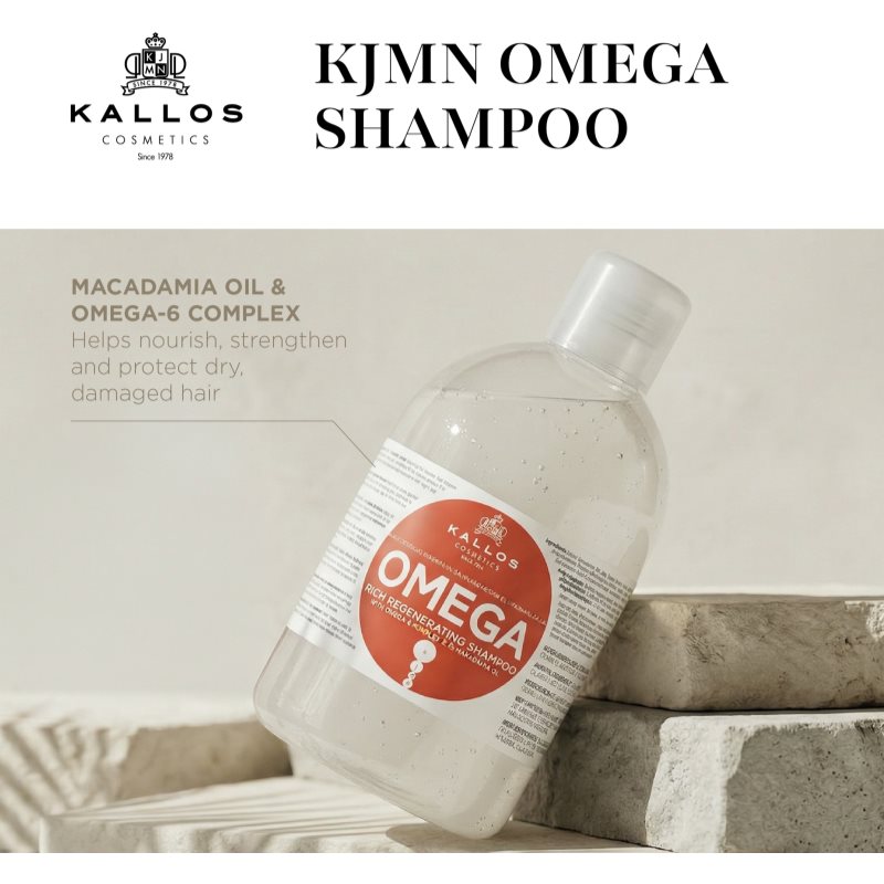 Kallos KJMN Professional regeneračný šampón s omega-6 komplexom a makadamia olejom 1000 ml (obrázok 3)