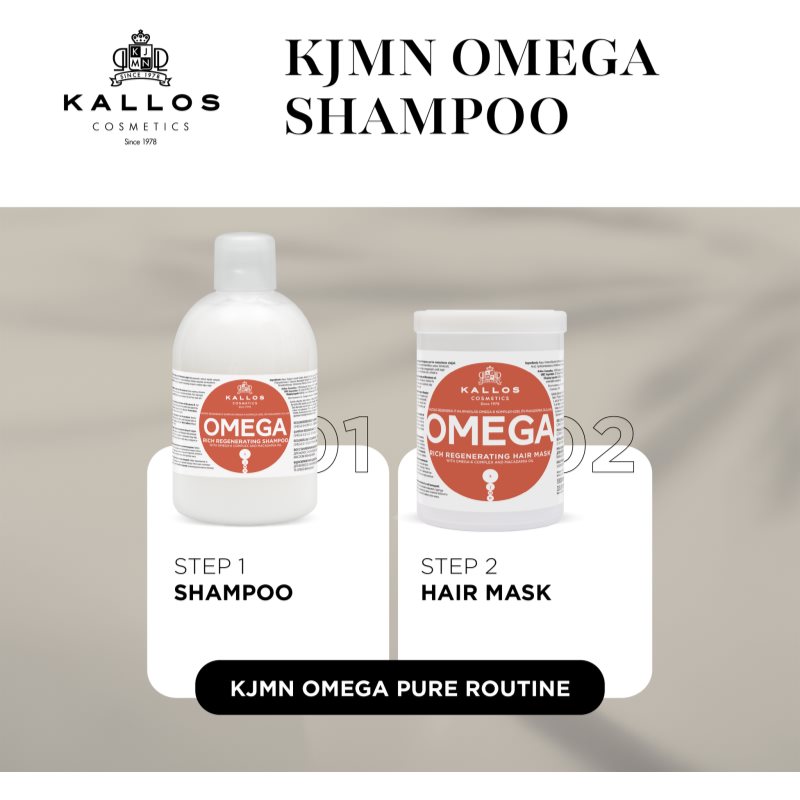 Kallos KJMN Professional regeneračný šampón s omega-6 komplexom a makadamia olejom 1000 ml (obrázok 4)