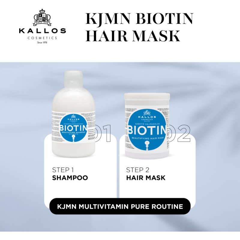 Kallos KJMN Professional Biotin maska pre tenké, slabé a lámavé vlasy 1000 ml (obrázok 4)