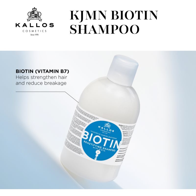 Kallos KJMN Professional Biotin šampón pre tenké, slabé a lámavé vlasy 1000 ml (obrázok 3)