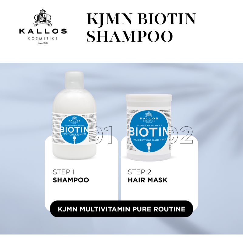 Kallos KJMN Professional Biotin šampón pre tenké, slabé a lámavé vlasy 1000 ml (obrázok 4)