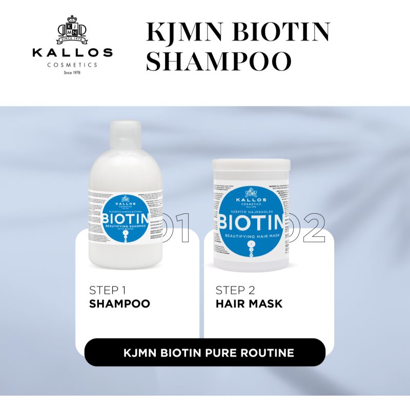 Kallos KJMN Professional Biotin šampón pre tenké, slabé a lámavé vlasy 1000 ml (obrázok 5)