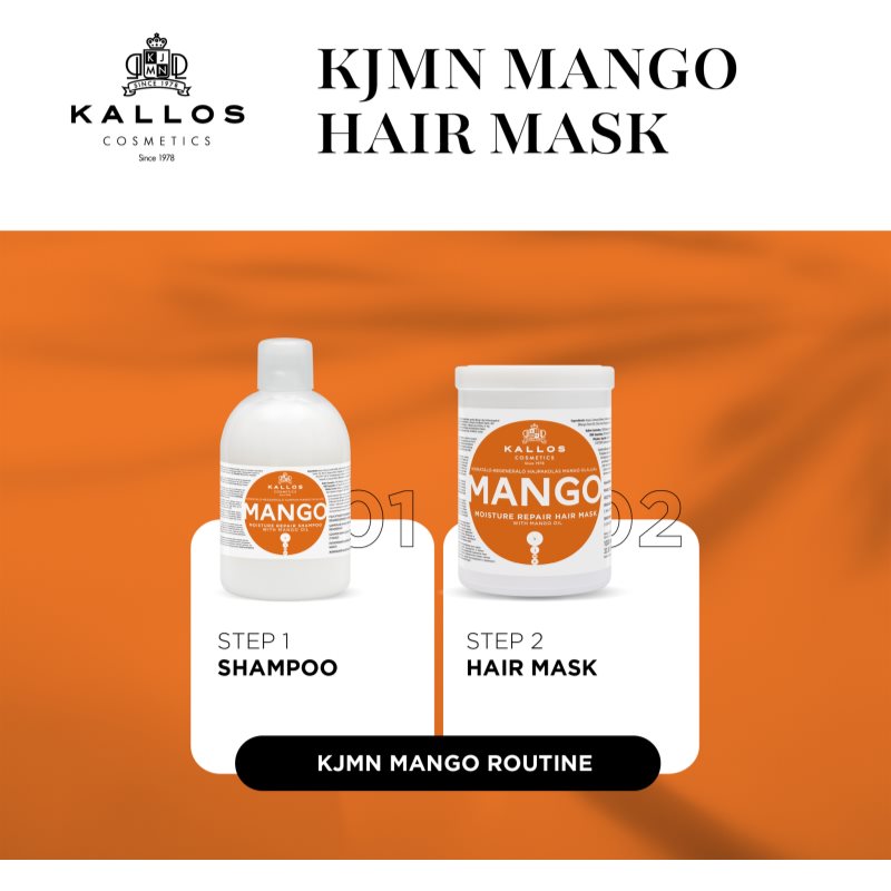Kallos KJMN Professional Mango posilujúca maska s mangovým olejom 1000 ml (obrázok 4)