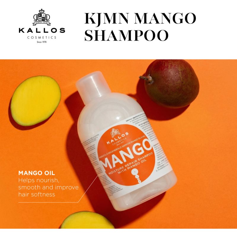 Kallos KJMN Professional Mango hydratačný šampón pre suché, poškodené, chemicky ošetrené vlasy 1000 ml (obrázok 3)