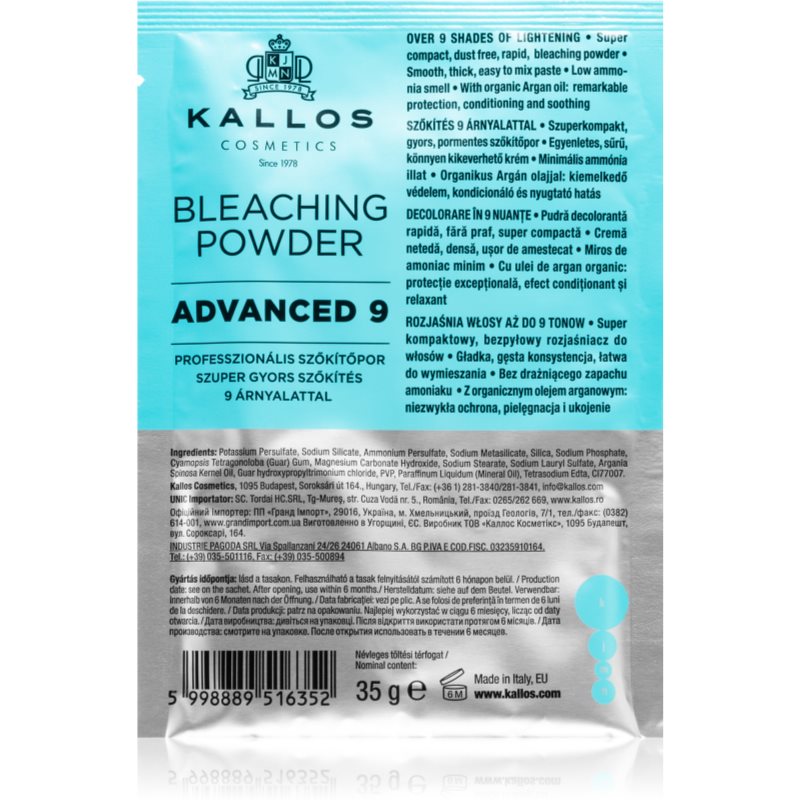 Kallos Bleaching Powder Advanced 9 Highlighting Powder 35 G