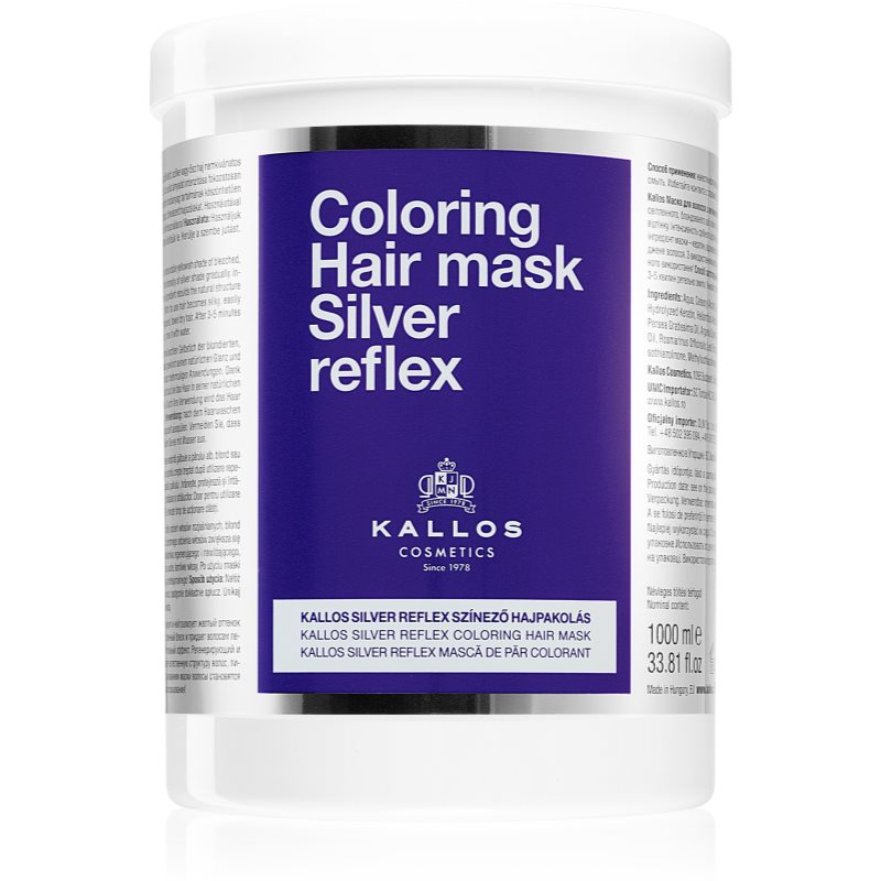 Photos - Facial Mask Kallos Silver Reflex hair mask neutralising yellow tones 1000 ml 
