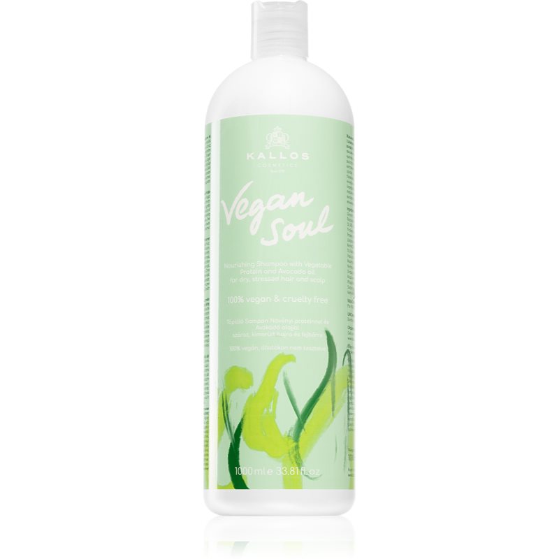 Kallos Vegan Soul Nourishing Shampoo mit ernährender Wirkung für trockenes, gestresstes Haar 1000 ml