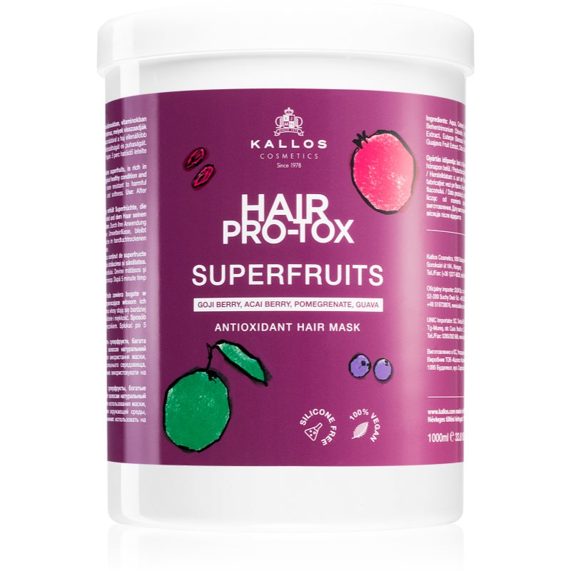 E-shop Kallos Hair Pro-Tox Superfruits regenerační maska pro unavené vlasy bez lesku 1000 ml