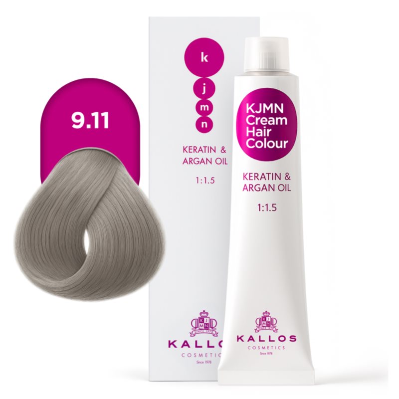 Kallos KJMN Professional Cream Hair Colour Keratin & Argan Oil farba na vlasy s keratínom a argánovým olejom odtieň 9.11 Lightest Blonde 100 ml (obrázok 4)