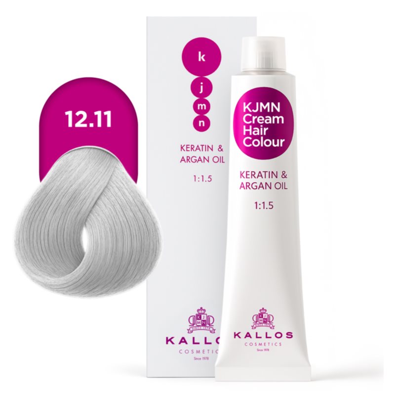 Kallos KJMN Professional Cream Hair Colour Keratin & Argan Oil farba na vlasy s keratínom a argánovým olejom odtieň 12.11 Special Ultra Blonde 100 ml (obrázok 4)