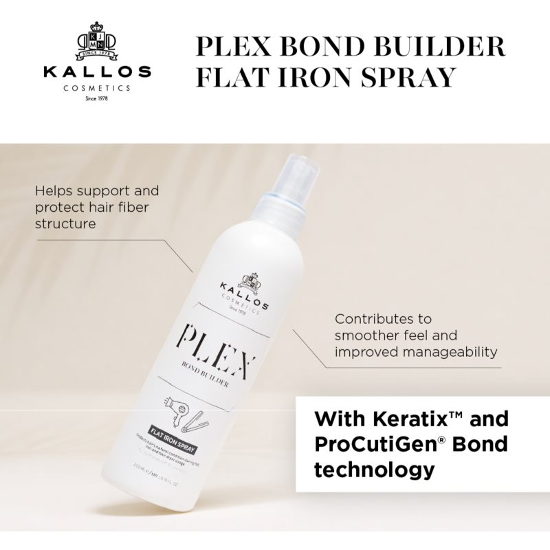 Kallos Plex Flat Iron Spray termoochranný sprej pro úpravu žehličkou a kulmou pro poškozené, chemicky ošetřené vlasy 200 ml (obrázek 4)
