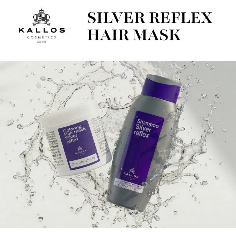 Kallos Coloring Hair Mask Silver Reflex maska na vlasy neutralizujúci žlté tóny 275 ml (obrázok 5)