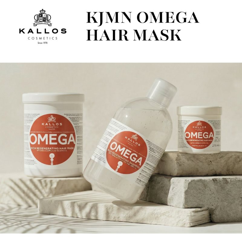 Kallos KJMN Professional Omega vyživujúca maska na vlasy s omega-6 komplexom a makadamia olejom 275 ml (obrázok 5)
