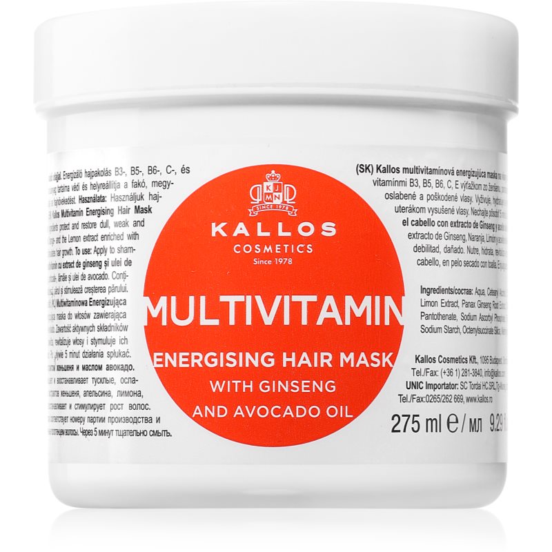 Kallos KJMN Professional Multivitamin energizující maska na vlasy 275 ml